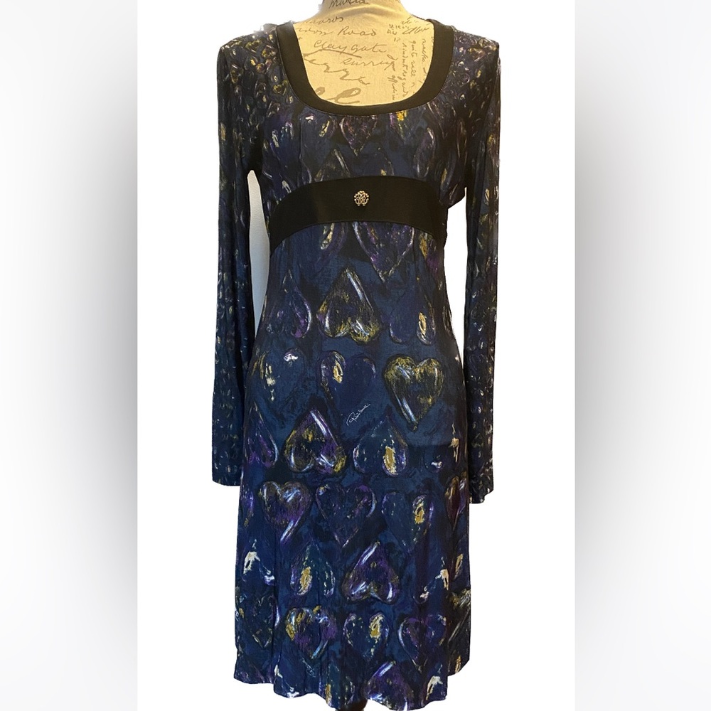Navy Blue and Purple, Heart print dress.